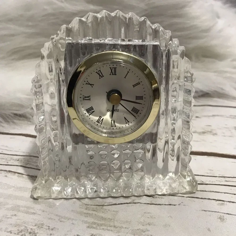 Crystal Glass  Desk Clock Mantle Quartz‎ Movement